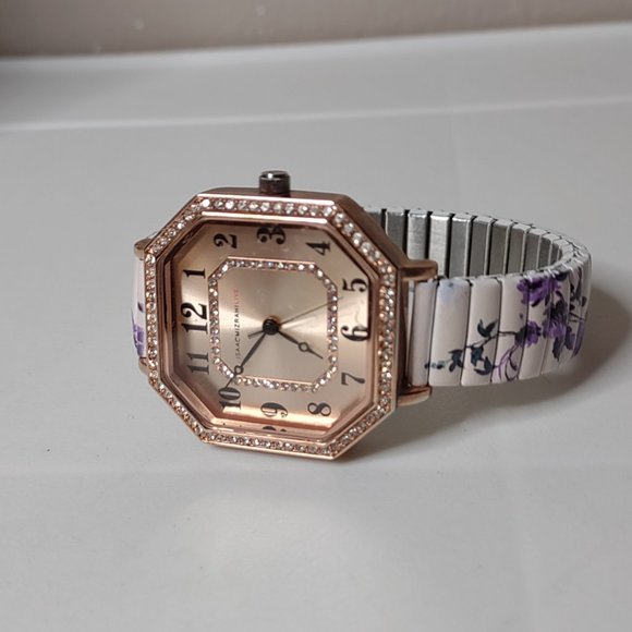 6 Inch Isaac Mizrahi Watch With Purple Floral Stretch Band - Picture 9 of 10